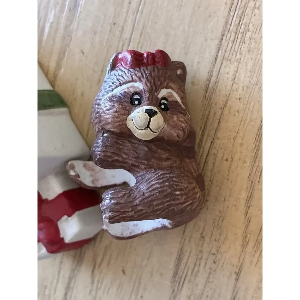 VTG Christmas Candle Climbers Bear & Cub Holiday Decor Retro Cottage Farmhouse